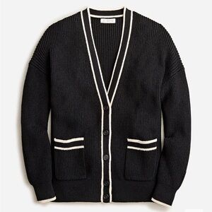 NWOT J. Crew Tipped V-neck Cotton Cardigan Sweater